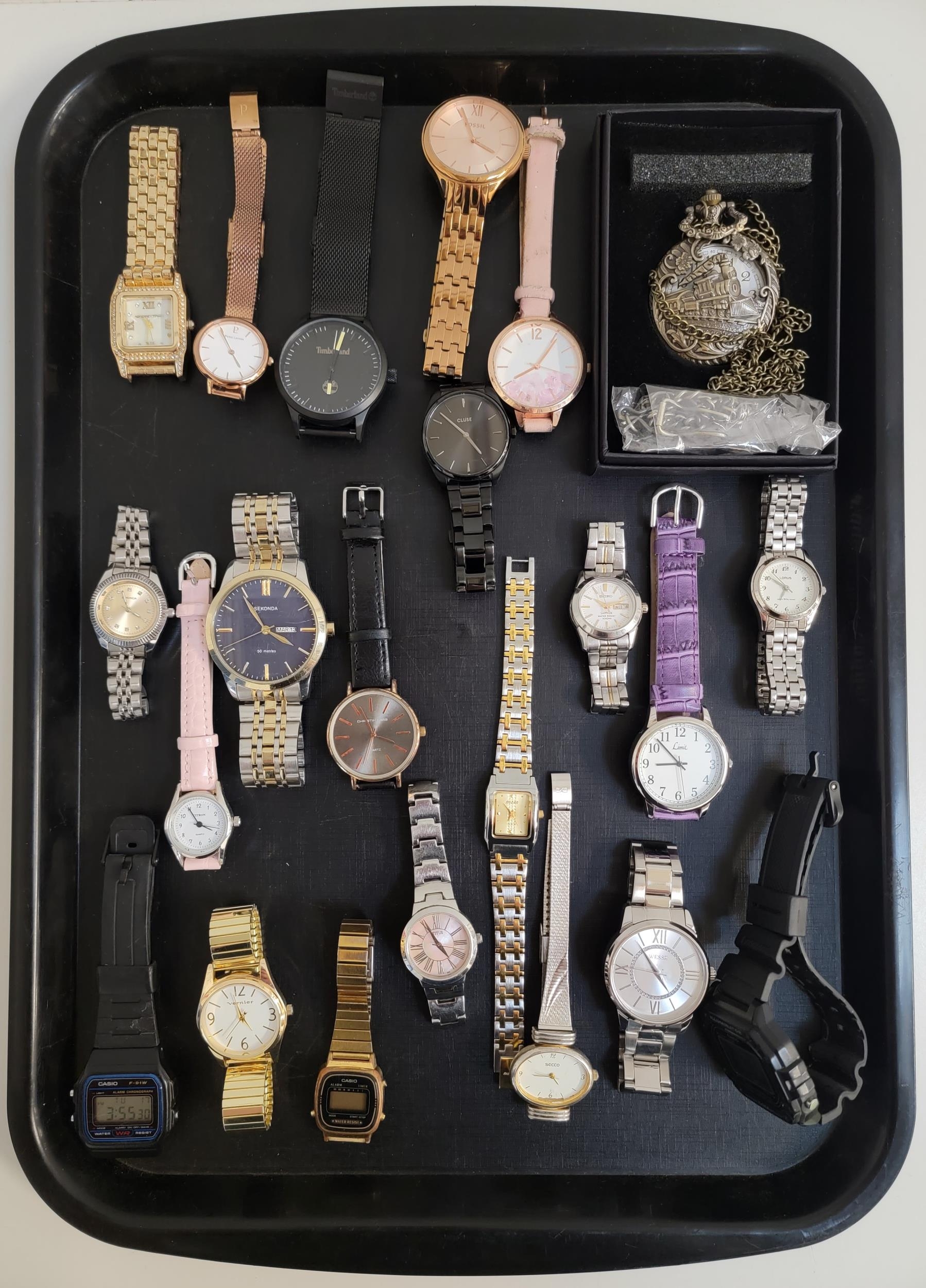 SELECTION OF LADIES AND GENTLEMEN'S WRISTWATCHES including Pierre Lannier, Timberland, Fossil,