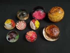 NINE PAPERWEIGHTS of varying size, with two Caithness seconds, a millefuori and an irregular surface