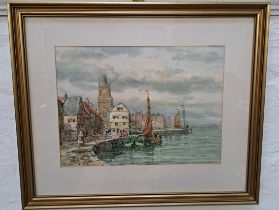 ANTHONY BLISS In the harbour, watercolour, signed, 27cm x 36.5cm