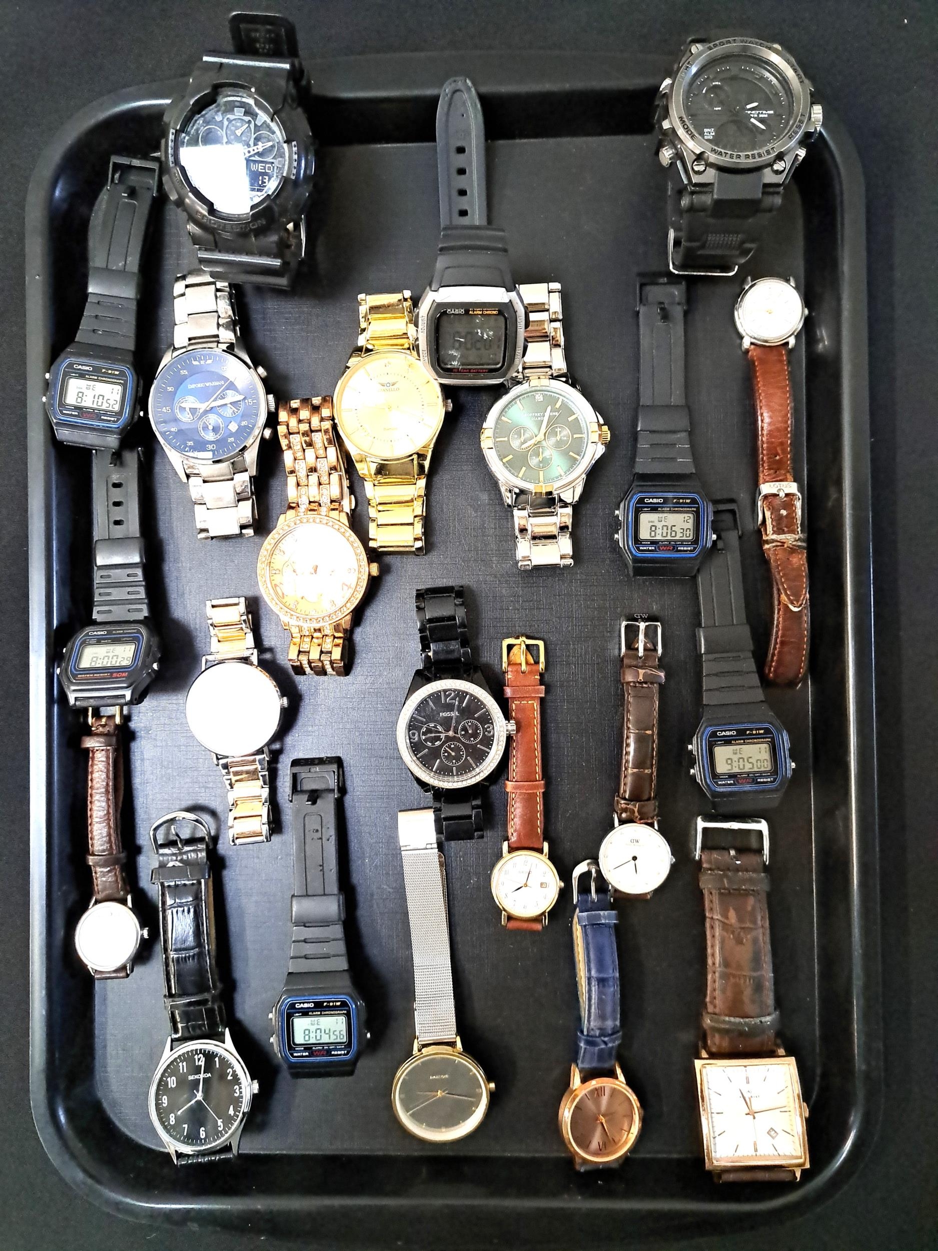 SELECTION OF LADIES AND GENTLEMEN'S WRISTWATCHES including Fossil, Casio, G-Shock, Emporio Armani,