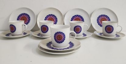 VINTAGE 1970s WINTERLING COFFEE SET in the Rosiau pattern, comprising five coffee cans, six