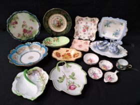 MIXED LOT OF CERAMICS including a Carlton Ware leaf shaped dish, four Royal Crown Derby small