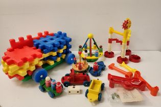 SELECTION OF VINTAGE TOYS comprising Little Tykes big waffle blocks; an Escor wooden play area and
