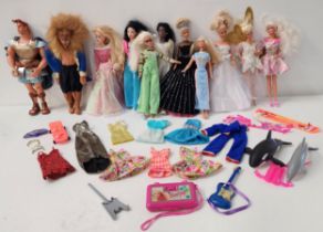 SELECTION OF ELEVEN MATTEL AND OTHER DOLLS AND A LARGE SELECTION OF BARBIE CLOTHING AND