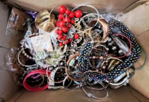 LARGE SELECTION OF COSTUME JEWELLERY including various bead and other bracelets and necklaces,
