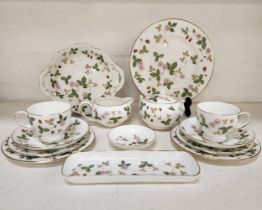 WEDGWOOD WILD STRAWBERRY TEA SET comprising twelve cups and saucers, twelve side plates of two