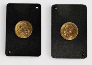 A George V Gold Sovereign, 1918, mint mark Bombay India, 22ct, 7.98g, VF, in two-piece plastic