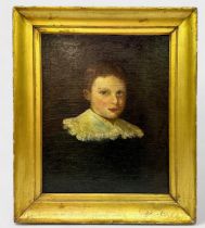 English School, late 18th/19th Century, head and shoulders portrait of a young boy with brown