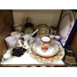 A collection of assorted mixed ceramics including a Vienna style cup with a painted scene of three