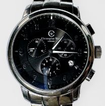 A Christopher Ward stainless steel chronograph wristwatch, quartz movement, the grey dial with