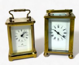 A miniature carriage clock by Matthew Norman, 6cm dial, and another brass miniature carriage