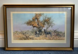 David Shepherd CBE FRSA FGRA (1931 - 2017), 'Zebras and Colony Weavers,' signed in pencil, with