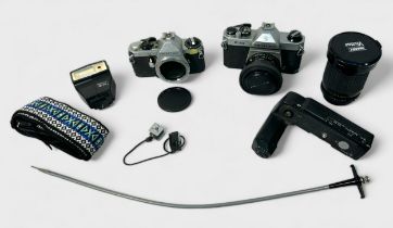 Two various Pentax 35mm chrome cameras, comprising, an Asahi Pentax K1000 SLR, serial no. 6257973,