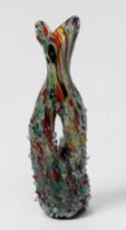 A large Murano, ‘end of day’ style glass vase, of free-form, twisted design, with textured detail,