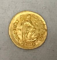 A Roman Gold Solidus, Emperor Honorius AD 393-423, Mediolanum Mint, Obverse Pearl-Diademed, draped