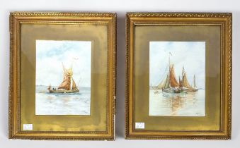 C. Maine (early 20th Century), Two various framed studies of sailing boats at sea with figures