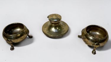 A pair of Victorian open circular silver salts, possibly by William Aitken, indistinctly