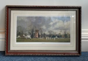 After Roy Perry (1935-1993) ‘The Opening Match’, colour print, mounted, glazed and framed. 30 x 60cm