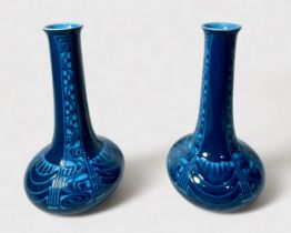 A pair of early 20th century Art Nouveau style vases by Villeroy & Boch, of shaft and compressed