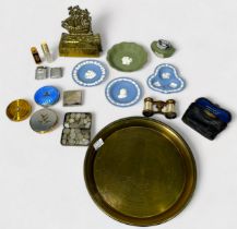 Various collectables including a guilloche enamel silver powder compact with Royal Artillery