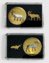 The Reindeer Two Coin Gold Set, Republic of Niue, 2021, set issue limit 100, 24ct Gold, 10 Dollar