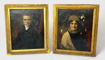 19th century school half-length portrait studies depicting a lady and gentleman, a pair, unsigned