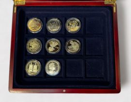 HM QEII 80th Birthday Golden Proof Coin Collection, 8x Coins, each Proof Struck, 28.28g, Ag .925