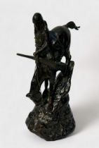 After Frederic Remington (1861-1906), ‘Mountain man’, a bronze sculpture of mounted Native