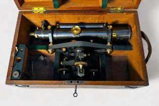 An early 20th century mahogany cased theodolite by Stanley, Holborn, London, 108304, grey and