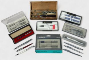 A good collection of assorted vintage pens and propelling pencils including numerous Parker and