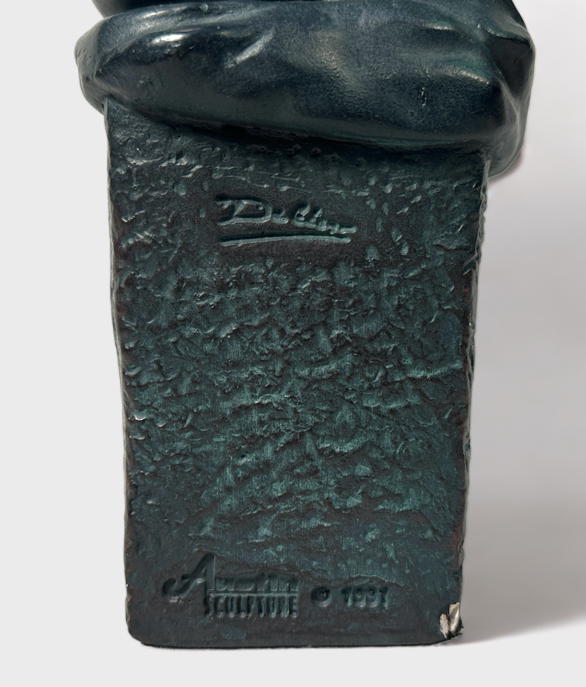 An Austin sculpture of a lady, seated on a plinth base, impressed marks, 28cm high - Image 4 of 4