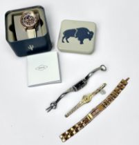 Four various ladies wristwatches including a stainless steel Gucci 109 wristwatch, with black dial