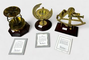 Three various Franklin Mint replica brass instruments commemorating the 500th anniversary of the