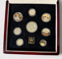 The Queen Mother's 80th Birthday Majesty Year Set, 1980, Eight coins comprising 22ct Gold Sovereign,