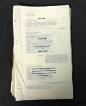 A typed first draft script for ‘Carry on Cleo’, by Talbot Rothwell, with hand-written annotations