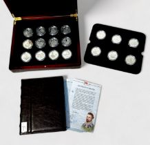 Eighteen Silver Five Pound Pieces from 'The History of The Royal Navy,' issued Channel Islands,