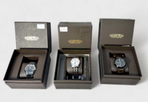 Three various gents contemporary Roamer wristwatches, in branded and fitted boxes