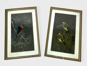 Paul Alexander Nicholas (1943-2007), A pair of Goldfinches, and a Kingfisher, signed, a pair, 28.5cm