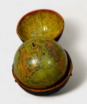 A fine George III 3-inch pocket globe by John and William Cary, London, circa 1791, printed with