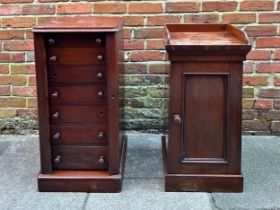 A Victorian mahogany Wellington chest, with seven graduated drawers, turned pulls and flushed