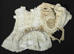 A quantity of assorted antique white linen and lace christening gowns and garments, etc.