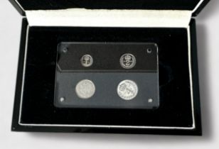 A Queen Elizabeth II Maundy Coinage Set 2000, Stirling Silver/ Ag .925, 4 Pence, 3 Pence, 2 Pence