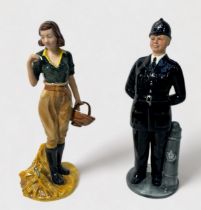 Two Royal Doulton character figures, comprising, The Land Girl HN4361, Classics, and The Bobby