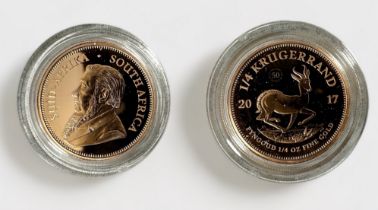 A South Africa Mint 50th Anniversary 2017 1/4 oz Gold Krugerrand, 22ct/Au 916, 8.482g, Proof Struck,