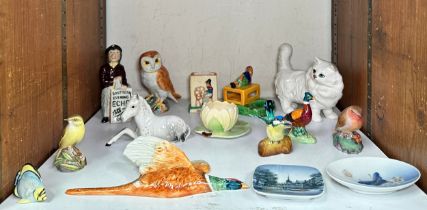 Various Beswick and Worcerster animals and birds together with Royal Copenhagen and Carltonware etc.