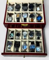 A collection of 20 assorted gents wristwatches, including a Citizen Elegance, King Quartz