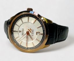 A gents gold-plated automatic wristwatch by Dreyfuss & Co. Model: Seafarer, the silvered dial with