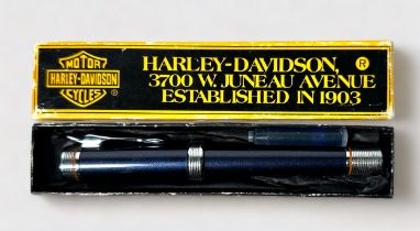 A Harley-Davidson fountain pen with branded nib, housed in original box with replacement ink