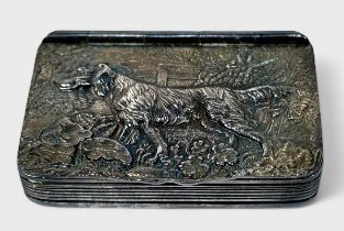 An Elizabeth II silver snuff box by James Dixon & Sons, of rectangular form, the hinged cover