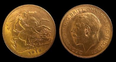 George V gold half-sovereign, 1913, Obverse portrait of monarch by Edgar Bertram Mackennal,